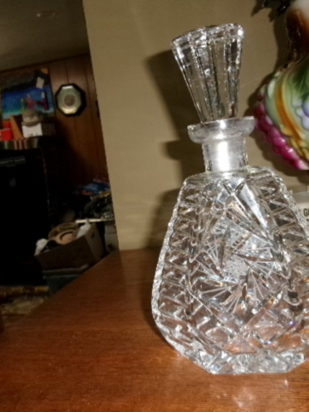 Vtg MCM Marshall Fields Hand Cut crystal west Germany Octagon shape decanter - Picture 9 of 9